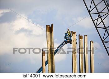 Stock Photography - construction worker 
on boom lift. 
fotosearch - search 
stock photos, 
pictures, images, 
and photo clipart