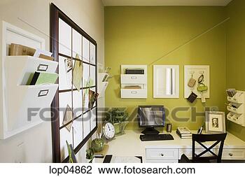 Stock Photo - contemporary home 
office in green. 
fotosearch - search 
stock photos, 
pictures, images, 
and photo clipart