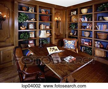 Stock Photo - elegant library 
and office with 
dark wood desk. 
fotosearch - search 
stock photos, 
pictures, images, 
and photo clipart