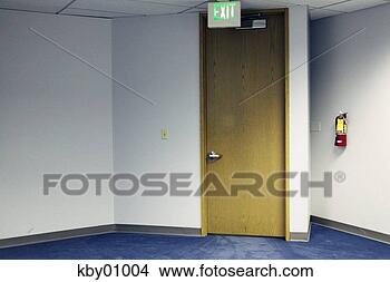 Stock Photo - exit sign above 
door of empty 
room. fotosearch 
- search stock 
photos, pictures, 
images, and photo 
clipart