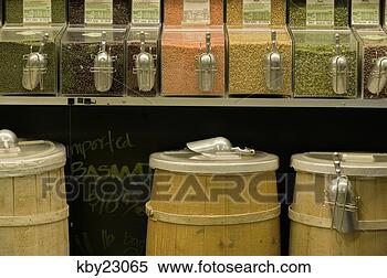 Stock Image - group of grain 
dispensers in 
grocery store. 
fotosearch - search 
stock photos, 
pictures, images, 
and photo clipart