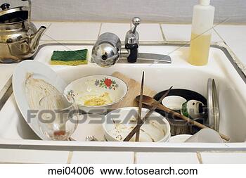 Stock Photo - kitchen sink full 
of dirty dishes. 
fotosearch - search 
stock photos, 
pictures, images, 
and photo clipart