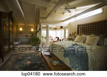 Stock Photography - large master bedroom 
with claw foot 
tub. fotosearch 
- search stock 
photos, pictures, 
images, and photo 
clipart