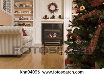 Stock Image - livingroom decorated 
for christmas. 
fotosearch - search 
stock photos, 
pictures, images, 
and photo clipart