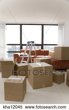 Stock Image - livingroom full 
of moving boxes. 
fotosearch - search 
stock photos, 
pictures, images, 
and photo clipart