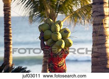 Stock Photography - man carrying fruit 
on tropical beach. 
fotosearch - search 
stock photos, 
pictures, images, 
and photo clipart