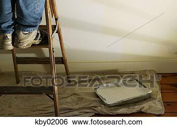 Stock Photo - man painting wall 
on stool. fotosearch 
- search stock 
photos, pictures, 
images, and photo 
clipart