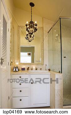 Stock Photograph - msater bathroom 
vanity with chandelier. 
fotosearch - search 
stock photos, 
pictures, images, 
and photo clipart