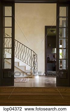 Stock Photo - open green door 
with glass panes. 
fotosearch - search 
stock photos, 
pictures, images, 
and photo clipart