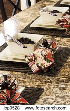 Stock Photography - place settings 
at kitchen bar. 
fotosearch - search 
stock photos, 
pictures, images, 
and photo clipart