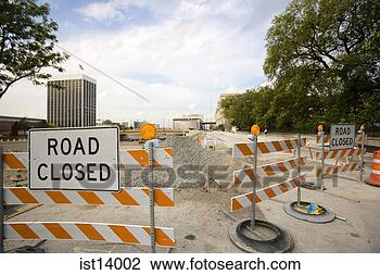 Stock Photo - road closed barricades 
across street. 
fotosearch - search 
stock photos, 
pictures, images, 
and photo clipart