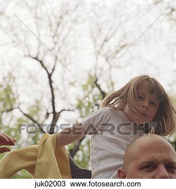 Stock Photo - young girl sitting 
on father's shoulders. 
fotosearch - search 
stock photos, 
pictures, images, 
and photo clipart