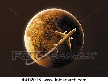 Stock Photo - airplane flying 
around globe. 
fotosearch - search 
stock photos, 
pictures, images, 
and photo clipart