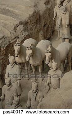 Picture - army of stone 
soldiers and horses. 
fotosearch - search 
stock photos, 
pictures, images, 
and photo clipart