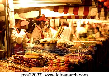 Picture - asian market stalls 
with food on a 
stick. fotosearch 
- search stock 
photos, pictures, 
images, and photo 
clipart