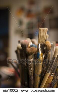 Stock Photo - bucket of paintbrushes. 
fotosearch - search 
stock photos, 
pictures, images, 
and photo clipart