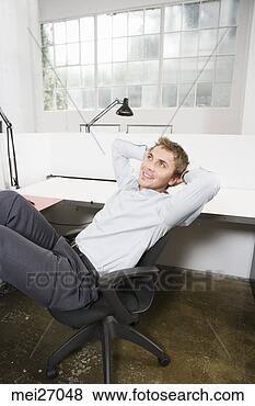 Stock Photo - businessman with 
hands behind head. 
fotosearch - search 
stock photos, 
pictures, images, 
and photo clipart