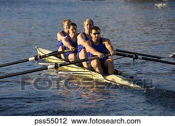 Stock Photo - male athletes 
rowing in canal. 
fotosearch - search 
stock photos, 
pictures, images, 
and photo clipart