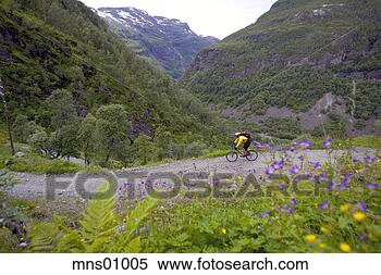 Stock Image - man mountain biking 
on dirt path. 
fotosearch - search 
stock photos, 
pictures, images, 
and photo clipart