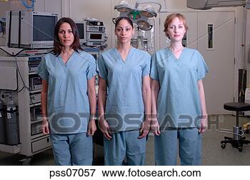 Picture - multi-ethnic females 
in surgical scrubs. 
fotosearch - search 
stock photos, 
pictures, images, 
and photo clipart
