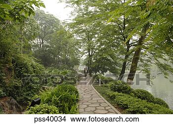Stock Photo - path near pond 
in park, guilin, 
china. fotosearch 
- search stock 
photos, pictures, 
images, and photo 
clipart