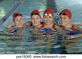 Stock Photography - smiling swim team 
in swimming pool. 
fotosearch - search 
stock photos, 
pictures, images, 
and photo clipart
