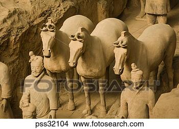 Stock Photo - terracotta horses 
and soldiers in 
the mausoleum 
of emperor qin 
shi. fotosearch 
- search stock 
photos, pictures, 
images, and photo 
clipart