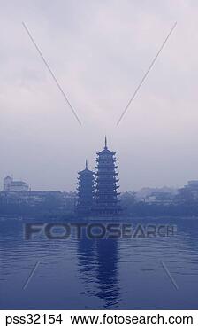 Stock Photo - twin pagodas at 
dusk, guilin, 
china. fotosearch 
- search stock 
photos, pictures, 
images, and photo 
clipart