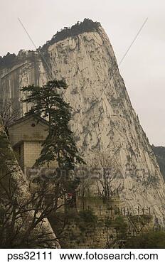 Stock Photography - view of  hua shan 
mountain with 
stone building. 
fotosearch - search 
stock photos, 
pictures, images, 
and photo clipart