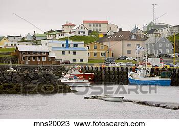 Stock Photo - waterfront village, 
iceland. fotosearch 
- search stock 
photos, pictures, 
images, and photo 
clipart