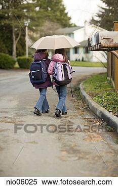 Stock Image - young girls sharing 
an umbrella. fotosearch 
- search stock 
photos, pictures, 
images, and photo 
clipart