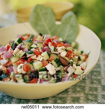Stock Photography - bowl of feta, 
cucumber and tomato 
salad with olives. 
fotosearch - search 
stock photos, 
pictures, images, 
and photo clipart