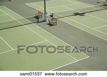 Picture - high angle view 
of tennis courts. 
fotosearch - search 
stock photos, 
pictures, images, 
and photo clipart