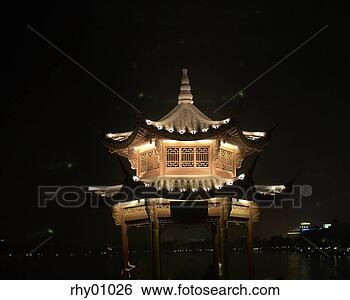Stock Photo - illuminated pagoda 
at night, hang 
zhou, china. fotosearch 
- search stock 
photos, pictures, 
images, and photo 
clipart