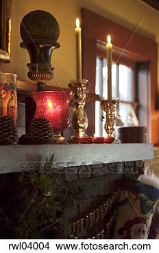 Stock Photo - mantlepiece decorated 
with candles. 
fotosearch - search 
stock photos, 
pictures, images, 
and photo clipart