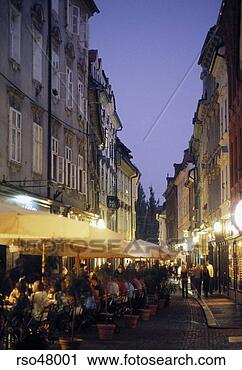 Stock Photography - sidewalk cafe 
at night, old 
town ljubljana, 
slovenia. fotosearch 
- search stock 
photos, pictures, 
images, and photo 
clipart