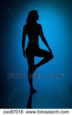 Stock Photo - silhouette of 
woman standing 
on one leg. fotosearch 
- search stock 
photos, pictures, 
images, and photo 
clipart