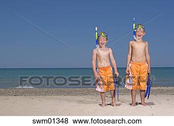 Stock Photo - two young boys 
standing in snorkeling 
masks. fotosearch 
- search stock 
photos, pictures, 
images, and photo 
clipart