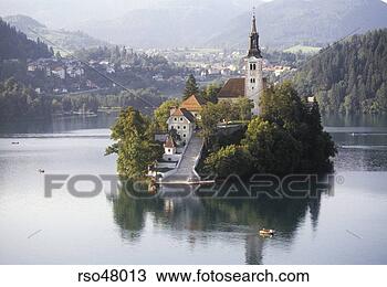 Stock Photo - view of 99 steps, 
st mary's church 
on bled island, 
slovenia. fotosearch 
- search stock 
photos, pictures, 
images, and photo 
clipart