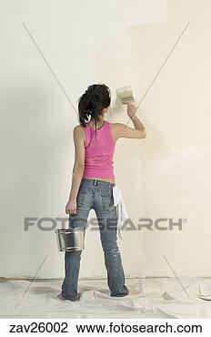 Stock Photo - woman painting 
unfinished room. 
fotosearch - search 
stock photos, 
pictures, images, 
and photo clipart