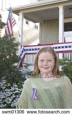 Stock Photo - young girl wearing 
patriotic ribbon. 
fotosearch - search 
stock photos, 
pictures, images, 
and photo clipart