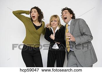 Picture - businesspeople 
shouting in fear. 
fotosearch - search 
stock photos, 
pictures, images, 
and photo clipart