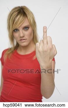 Stock Photography - woman making rude 
gesture. fotosearch 
- search stock 
photos, pictures, 
images, and photo 
clipart