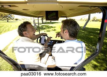Banco de Imagem - men,  dirigindo, 
 golfe,  carreta. 
fotosearch - busca 
de fotos, imagens 
e clipart
