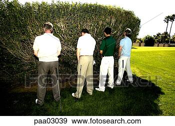 Stock Photograph - men relieving 
themselves against 
bush on golf course. 
fotosearch - search 
stock photos, 
pictures, images, 
and photo clipart