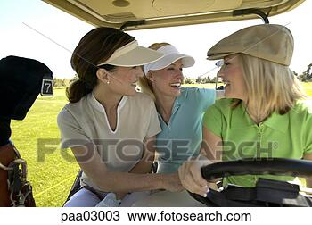 Banco de Imagem - mulheres,  dirigindo, 
 golfe,  carreta. 
fotosearch - busca 
de fotos, imagens 
e clipart