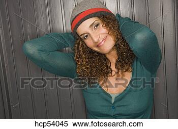 Stock Image - woman wearing 
knit hat. fotosearch 
- search stock 
photos, pictures, 
images, and photo 
clipart
