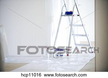 Stock Photo - ladder and paints. 
fotosearch - search 
stock photos, 
pictures, images, 
and photo clipart