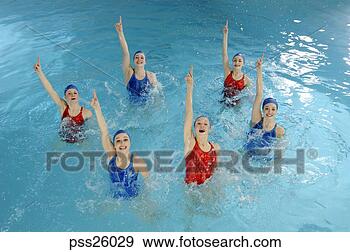 Stock Photograph - synchronized swim 
team performing. 
fotosearch - search 
stock photos, 
pictures, images, 
and photo clipart