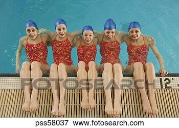 Picture - synchronized swim 
team practicing. 
fotosearch - search 
stock photos, 
pictures, images, 
and photo clipart